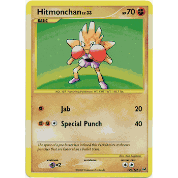 HITMONCHAN Pokemon Holofoil Rare Platinum Card # 129