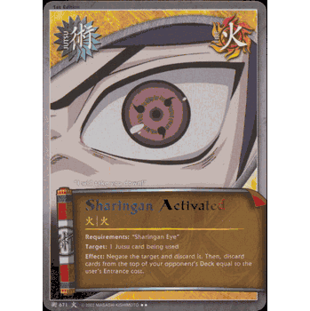 J-671 SHARINGAN ACTIVATED Rare Naruto Card