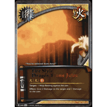 J-848 FIRE STYLE: DRAGON FLAME JUTSU Rare Naruto Weapons of War Card