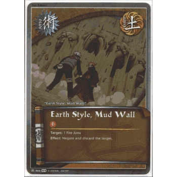 J-866 EARTH STYLE, MUD WALL Common Naruto Invasion Card
