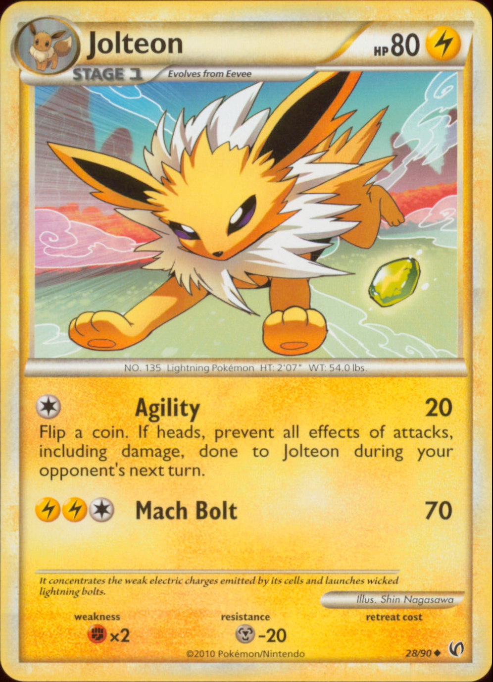JOLTEON Uncommon HS Undaunted Pokemon Card # 28/90 JOLTEON Uncommon HS Undaunted Pokemon Card # 28/90