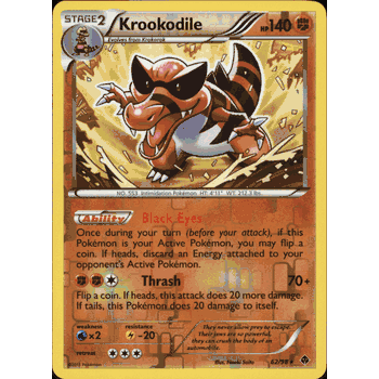 KROOKODILE PARALLEL (REVERSE) FOIL Pokemon BW2 Emerging Powers Card # 62/98