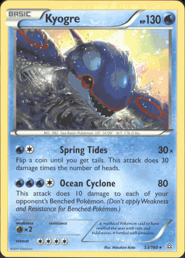 KYOGRE Pokemon XY Primal Clash Rare Card # 53/160