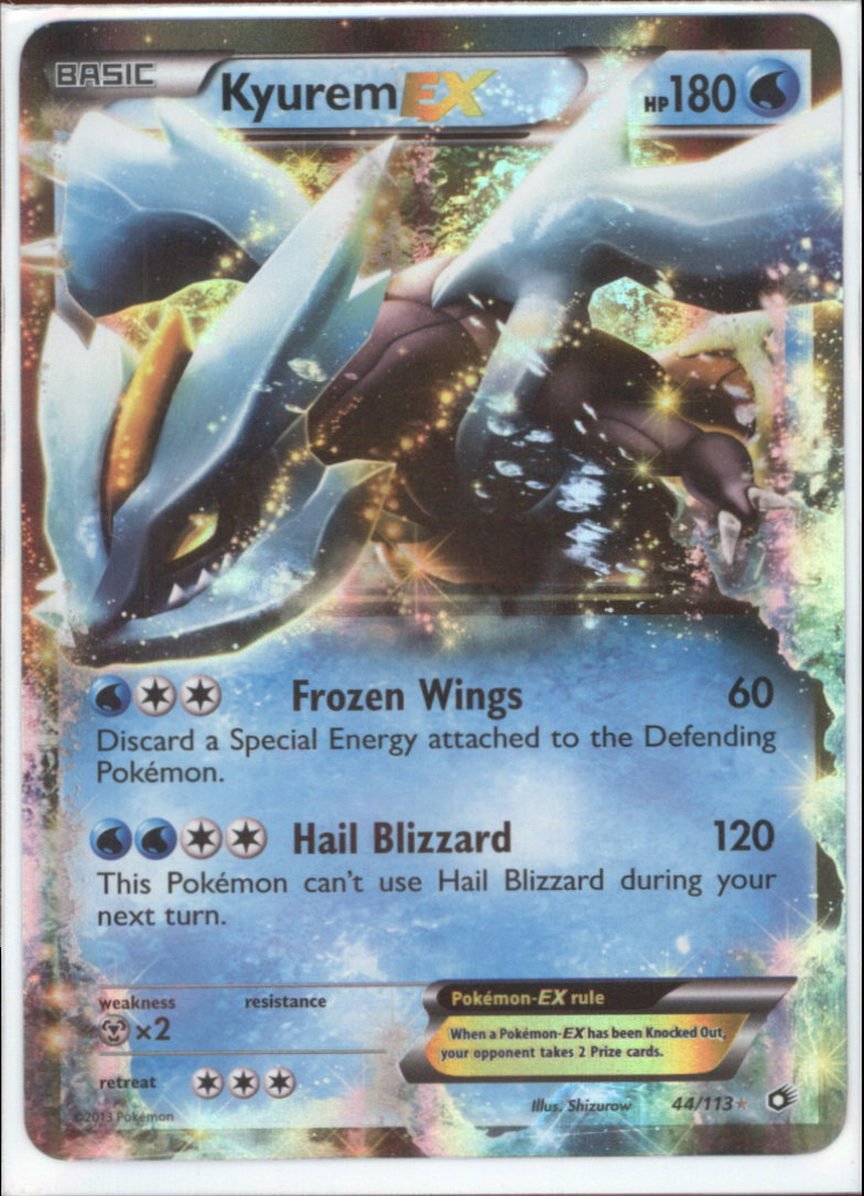 black and blue rare ex pokemon cards KYUREM-EX Ultra Rare Pokemon BW11 Black & White Legendary Treasures Card #  44