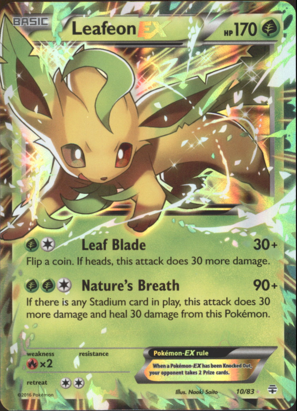 LEAFEON EX Pokemon GENERATIONS Ultra Rare Card # 10/83