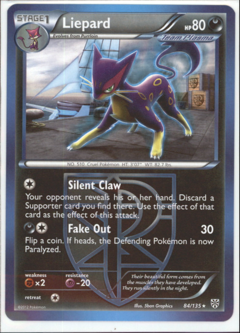 LIEPARD Pokemon BW8 Plasma Storm Holo Rare Single Card # 84/135