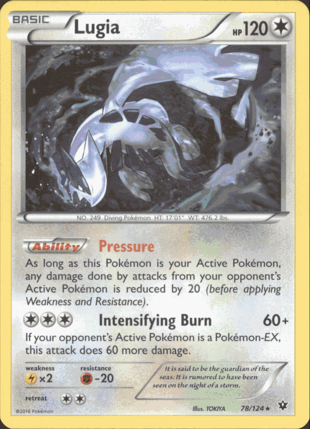 LUGIA Pokemon XY Fates Collide XY10 Rare Card # 78 LUGIA Pokemon XY Fates Collide XY10 Rare Card # 78