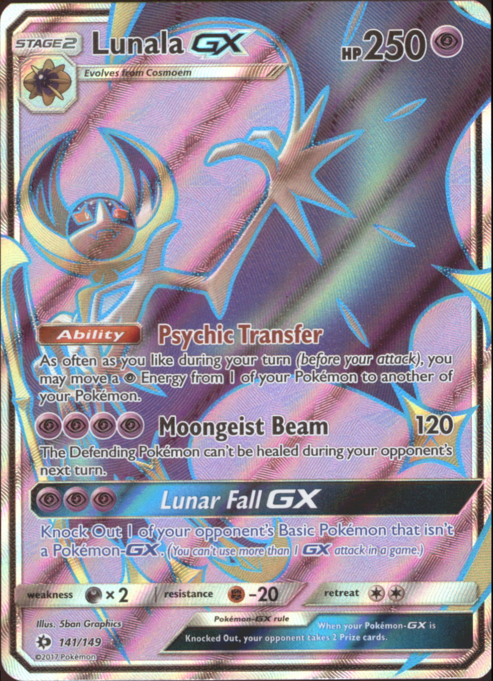 pokemon lunala gx card Pokemon Sun Moon Ultra Prism Card: Lunala GX - 172/156 - Gold Secret U main image 1