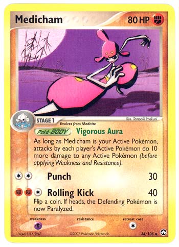 MEDICHAM Uncommon Pokemon EX Power Keepers Card # 34
