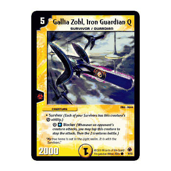 MEGA-008 Gallia Zohl, Iron Guardian Q Duelmasters TCG DM-05 Survivors of the Megapocalypse Common Card # 8