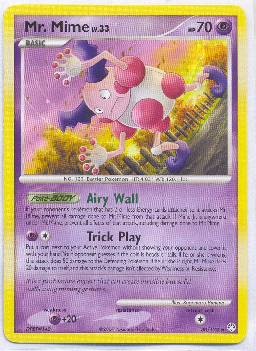 MR. MIME LV.33 Pokemon Mysterious Treasures Rare Card # 30 MR. MIME LV.33 Pokemon Mysterious Treasures Rare Card # 30