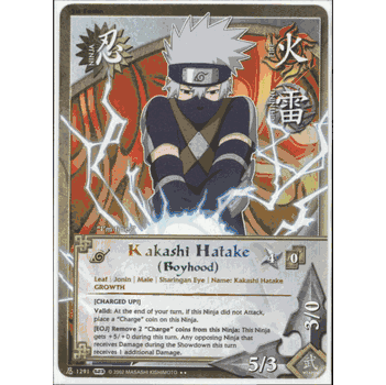 N-1291 KAKASHI HATAKE (BOYHOOD) [CHARGED UP!] Rare Naruto Invasion Card