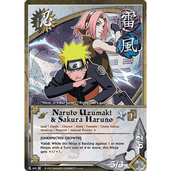 N-441 NARUTO UZUMAKI & SAKURA HARUNO Gold Foil Holofoil Naruto Card