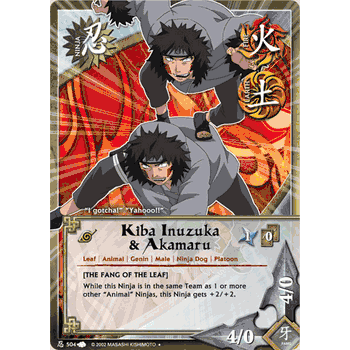 N-504 KIBA INUZUKA & AKAMARU Rare Naruto Card