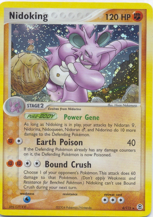 rare nidoking card Holofoil Pokemon Fire Red Leaf Green # 8 Rare Retreat cost PSA 10 Team Rocket's Nidoking