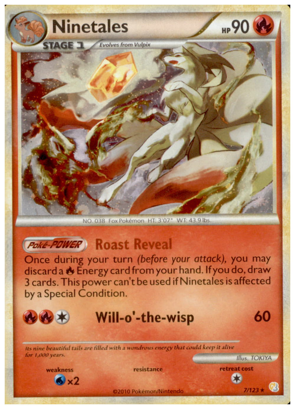 NINETALES HeartGold SoulSilver HGSS Rare Holofoil Pokemon Card # 7/123