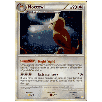 NOCTOWL HeartGold SoulSilver HGSS Rare Holofoil Pokemon Card # 8/123