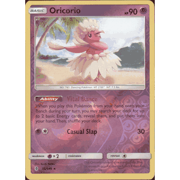 ORICORIO Pokemon SM02 Sun & Moon Guardians Rising Rare PARALLEL FOIL Card # 55