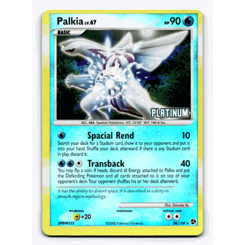 PALKIA LV.67 Pokemon PLATINUM Burger King Reverse Foil Promo Card # 26/106