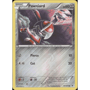 PAWNIARD PARALLEL (REVERSE) FOIL Pokemon BW3 Black & White Noble Victories Card # 81