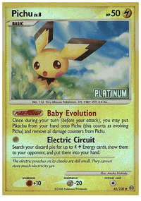 PICHU LV.8 Pokemon PLATINUM Burger King Reverse Foil Promo Card # 45/106