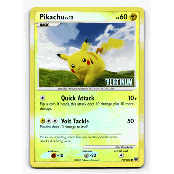 PIKACHU LV.12 Pokemon PLATINUM Burger King Reverse Foil Promo Card # 70/100