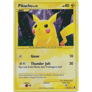 PIKACHU Pokemon Platinum Rising Rivals Secret Rare Holofoil Card # 112
