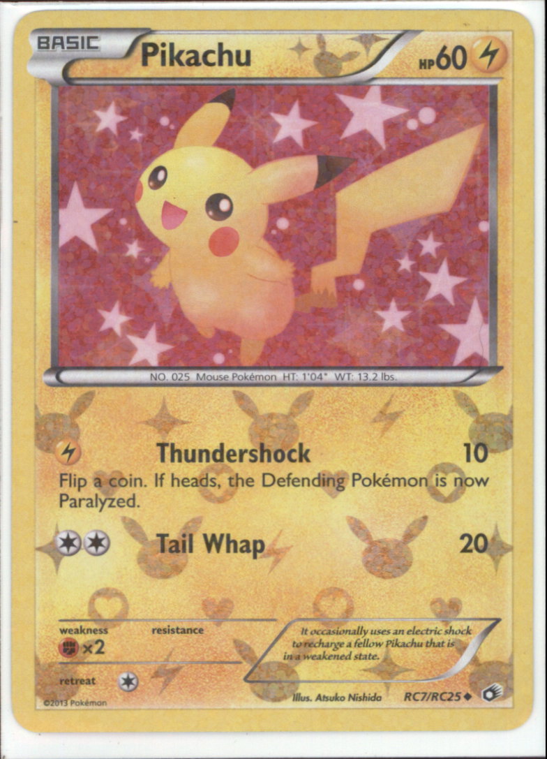 PIKACHU Uncommon Pokemon BW11 Black & White Legendary Treasures Radiant Collection Card # RC7/RC25 PIKACHU Uncommon Pokemon BW11 Black & White Legendary Treasures Radiant Collection Card # RC7/RC25
