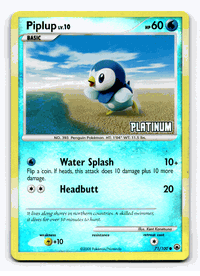 PIPLUP LV.10 Pokemon PLATINUM Burger King Reverse Foil Promo Card # 71/100