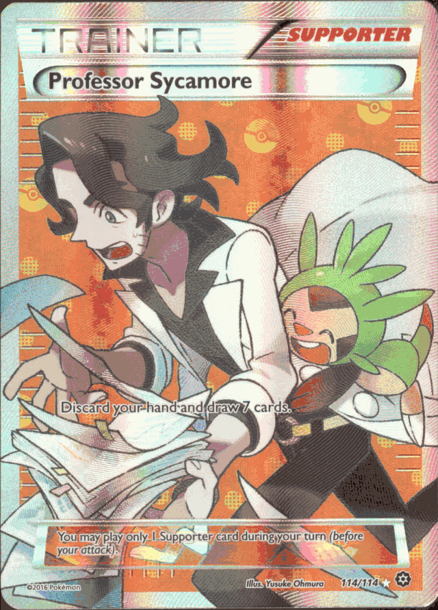 pokemon sycamore card Professor Steam Siege Full Art #114 PSA 10 Evolves from null Unknown PROFESSOR SYCAMORE Pokemon XY Steam