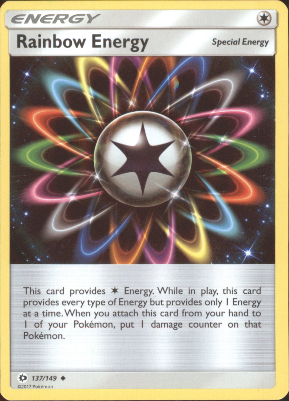 RAINBOW ENERGY Pokemon Sun & Moon Base Set Uncommon Card # 137