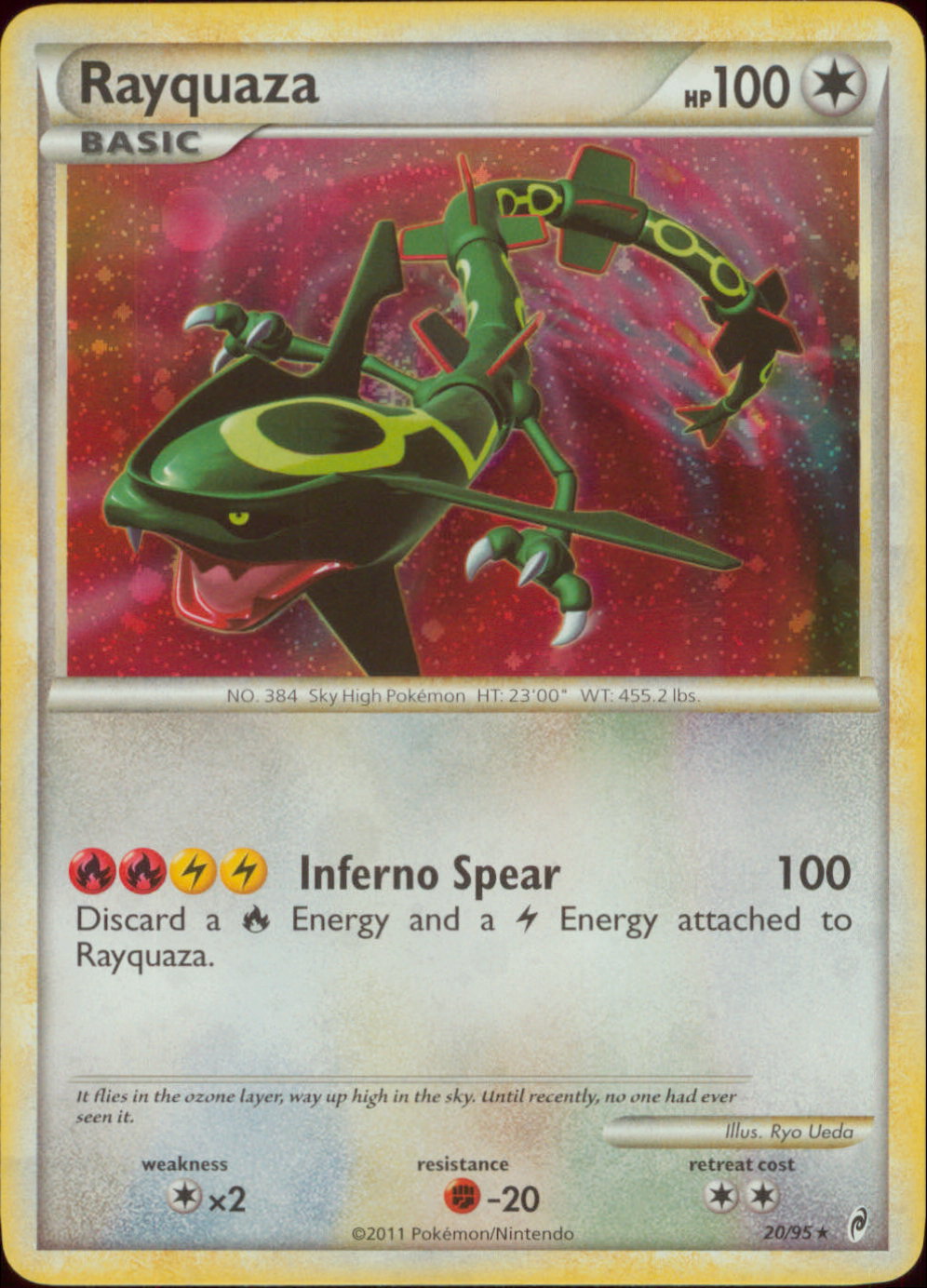 RAYQUAZA Holofoil Rare Call of Legends Pokemon Card # 20/95