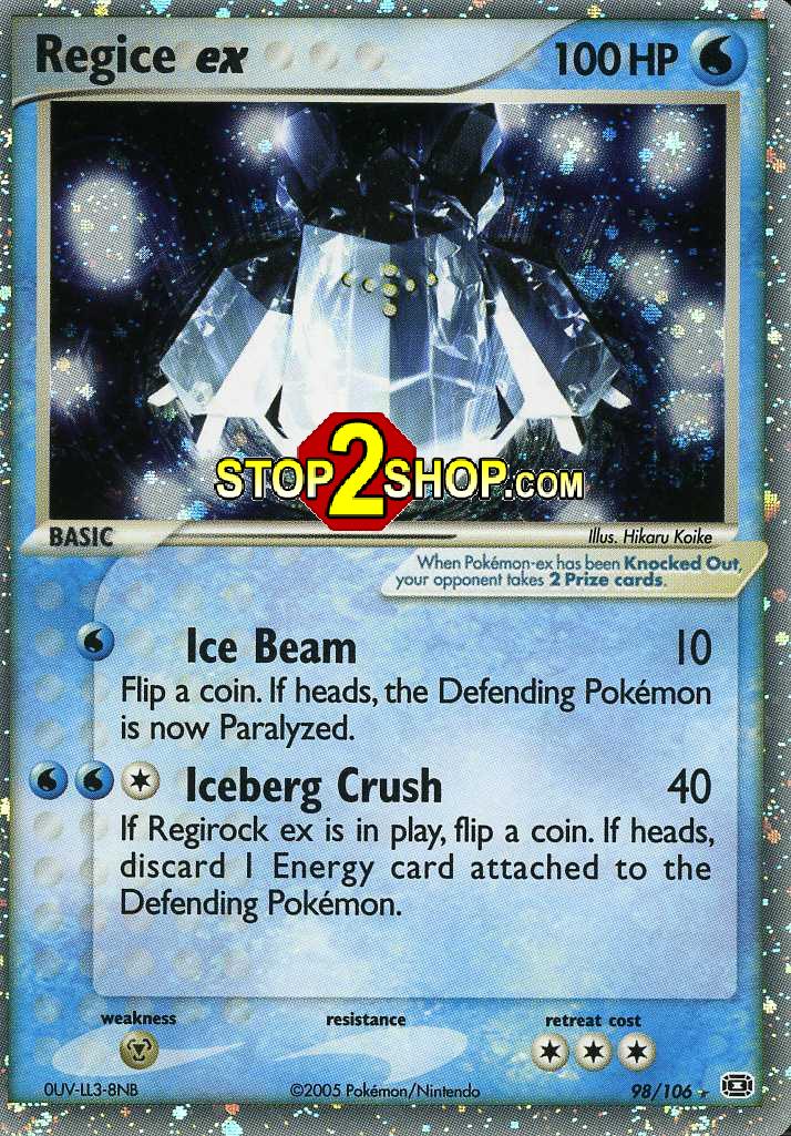 REGICE EX Pokemon Emerald Single EX Holofoil Rare Card # 98