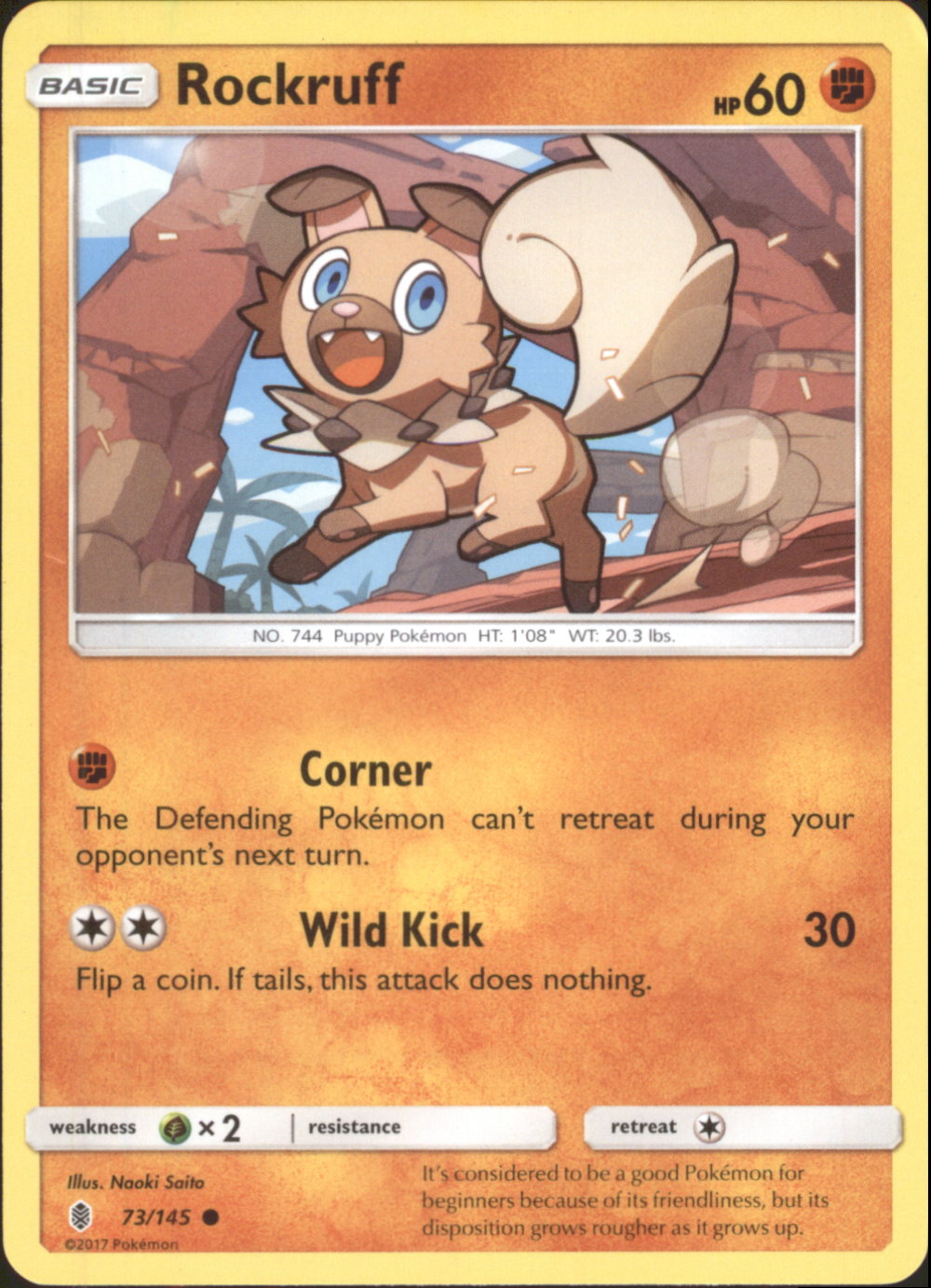 ROCKRUFF Pokemon SM02 Sun & Moon Guardians Rising Common Card # 73