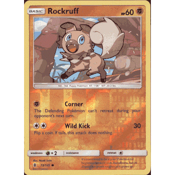 ROCKRUFF Pokemon SM02 Sun & Moon Guardians Rising Common PARALLEL FOIL Card # 73