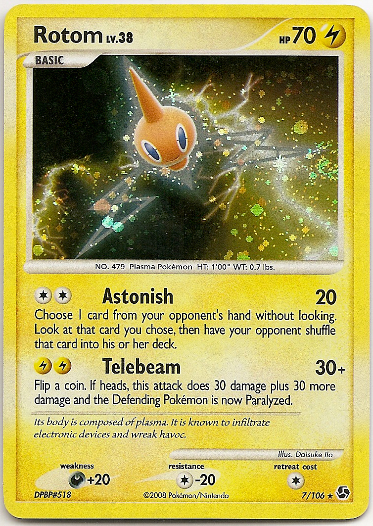 ROTOM LV.38 Pokemon Great Encounters Rare Holofoil Card # 7 ROTOM LV.38 Pokemon Great Encounters Rare Holofoil Card # 7