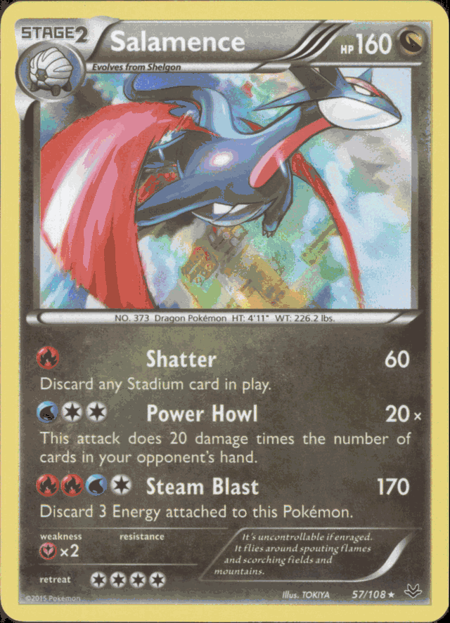 SALAMENCE Pokemon XY06 Roaring Skies Holo Rare Card # 57/108 SALAMENCE Pokemon XY06 Roaring Skies Holo Rare Card # 57/108