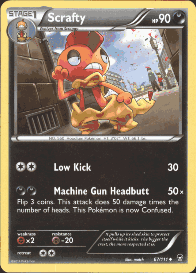 SCRAFTY Pokemon XY03 XY Furious Fist Uncommon Card # 67 SCRAFTY Pokemon XY03 XY Furious Fist Uncommon Card # 67