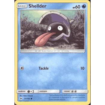 SHELLDER Pokemon Sun & Moon Base Set Common Card # 33