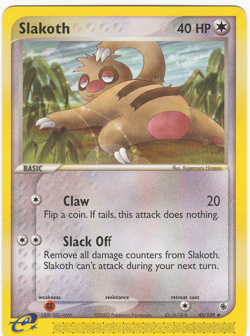 SLAKOTH Uncommon Pokemon EX Ruby & Sapphire Card # 45 SLAKOTH Uncommon Pokemon EX Ruby & Sapphire Card # 45