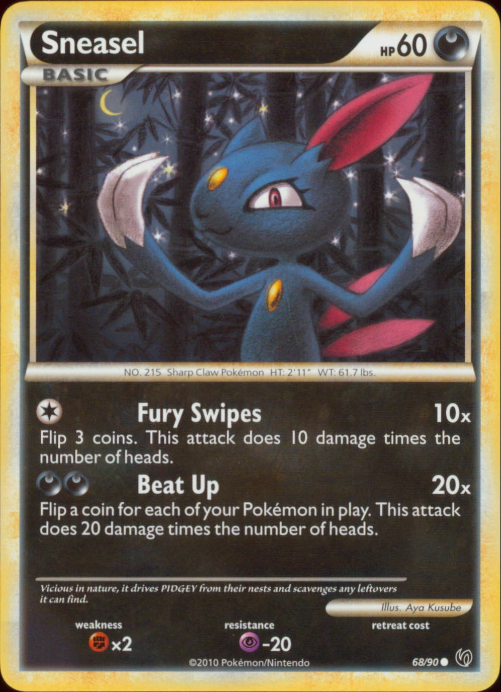 SNEASEL Common HS Undaunted Pokemon Card # 68/90 SNEASEL Common HS Undaunted Pokemon Card # 68/90