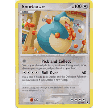 SNORLAX Pokemon Platinum Rising Rivals Rare Card # 33 SNORLAX Pokemon Platinum Rising Rivals Rare Card # 33