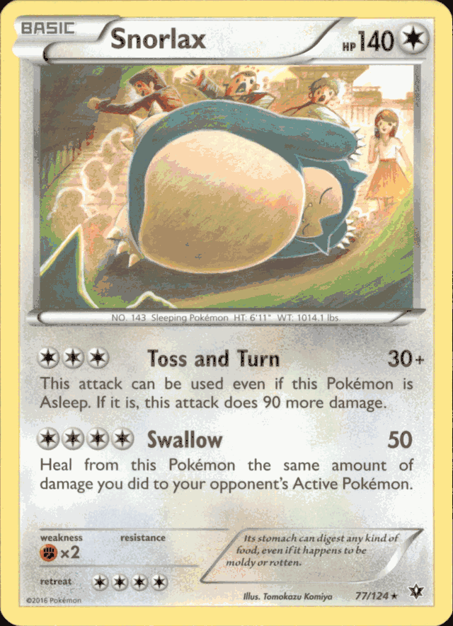 SNORLAX Pokemon XY Fates Collide XY10 Rare Card # 77 SNORLAX Pokemon XY Fates Collide XY10 Rare Card # 77