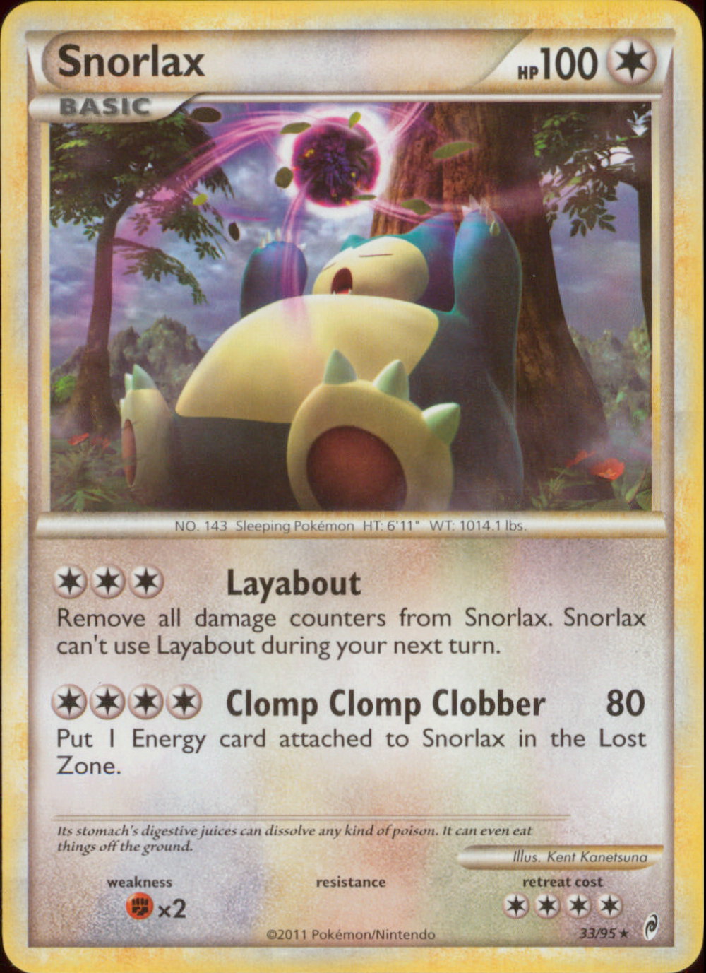 SNORLAX Rare Call of Legends Pokemon Card # 33/95 SNORLAX Rare Call of Legends Pokemon Card # 33/95