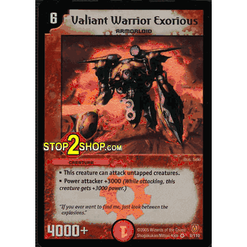 STOMP-008 Valiant Warrior Exorious Duelmasters TCG DM-06 Stomp-A-Trons of Invincible Wrath Very Rare Holofoil Card # 8