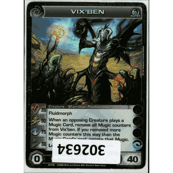 STOP2SHOP.com EXCLUSIVE <br>Chaotic Card <br> (302634) VIX'BEN <br> 35/50/75/30/40 (3 Max Stats) <br> SUPER RARE HOLOFOIL <br>CHAOTIC CARD