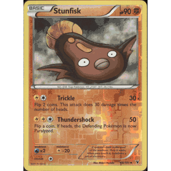 STUNFISK PARALLEL (REVERSE) FOIL Pokemon BW3 Black & White Noble Victories Card # 68