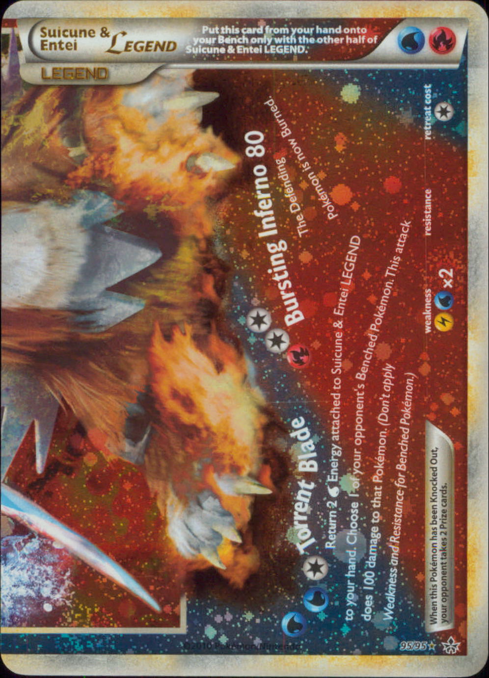 SUICUNE & ENTEI LEGEND Pokemon HS Unleashed Legend Holofoil Rare Card #  95/95