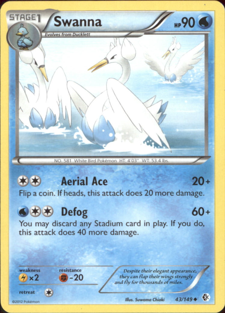 pokemon swanna card Swanna 37/122 LP / VLP XY Breakpoint Pokemon Card