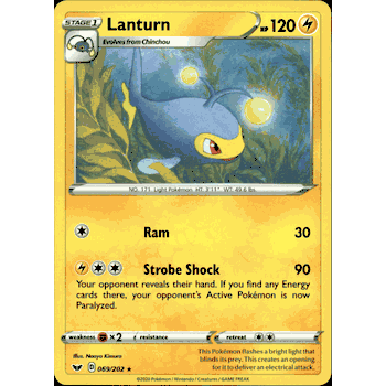 SWSH01-069 LANTURN Rare Pokemon Sword & Shield Base Set Card # 069/202